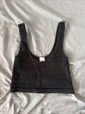 Pacsun Black Ribbed Scoop Neck Crop Tank - Women's Top